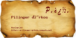 Pilinger Árkos névjegykártya